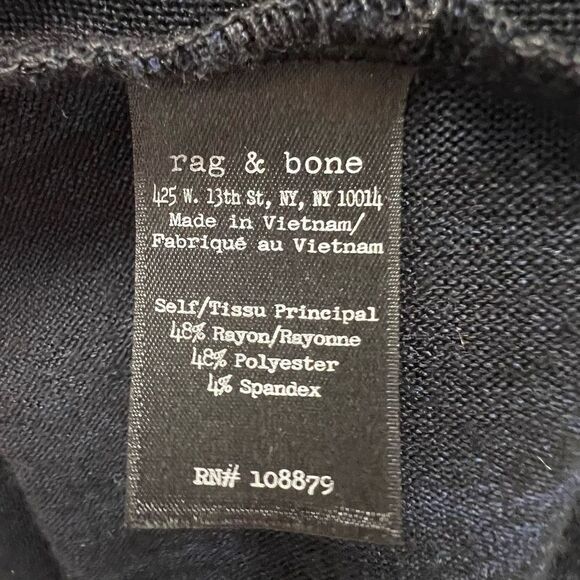 Rag & Bone Jeans Navy Twist Dress Long Sleeve Ruched Scoop Neck Bodycon Size XS - Picture 9 of 10